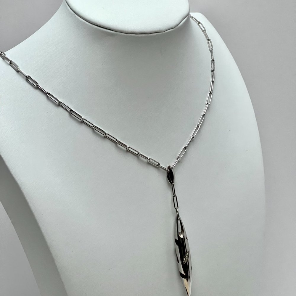 ❤️SOLD❤️ ITALIAN 18K White Gold La NOUVELLE BAGUE Diamond Pendant Necklace - Picture 8 of 12